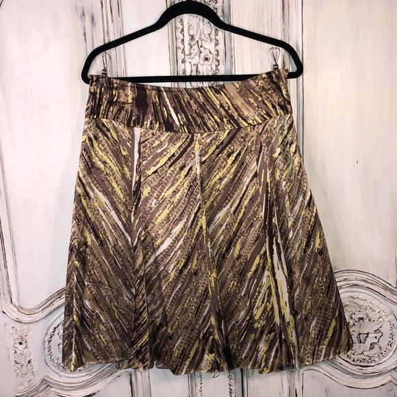 Camille 100% Silk Set In Waist Fully Lined Gore Multi Color Skirt Size 10 - Picture 1 of 10